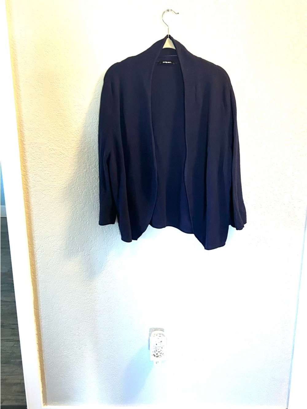 Relaxed Open-Front Navy Knit Cardigan for Women